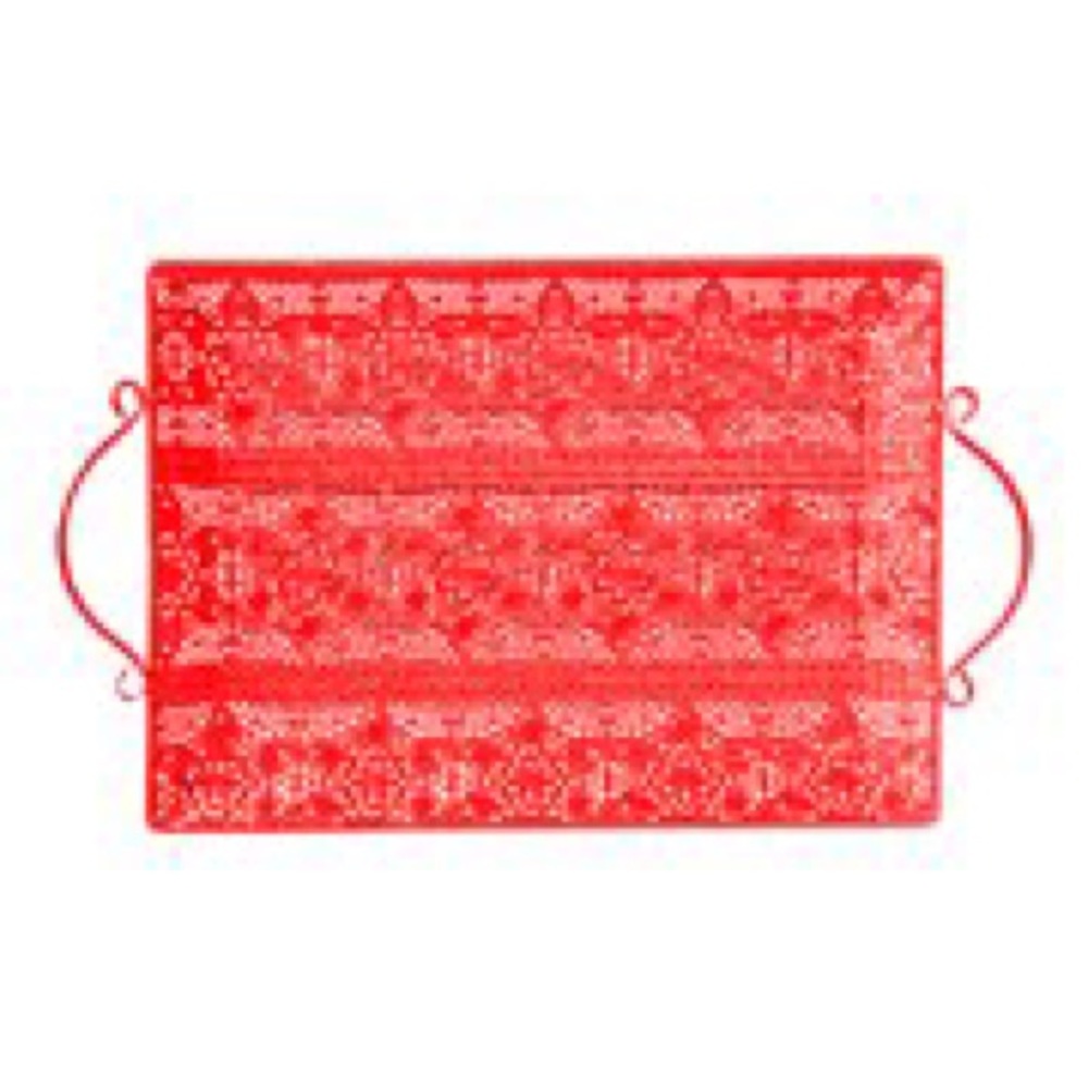 🌺 Rare! 🌺 NWOT The Pioneer Woman Red Lace Metal Tray - New Without Tag - Picture 5 of 7